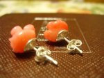 orecchini fiori in corallo rosa particolare perno in argento 925